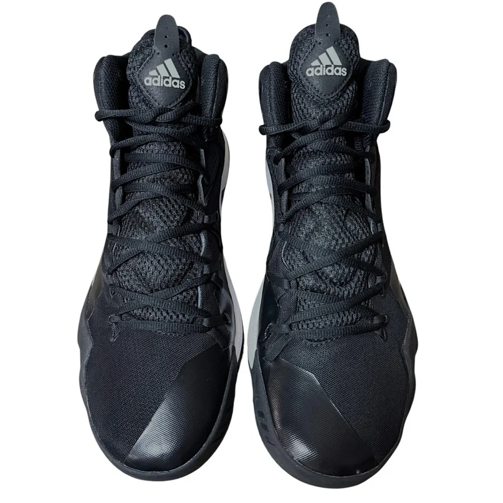 Adidas Mens Dual Threat Black White Mid Basketball Lace Up Shoes BY4182 Size 12